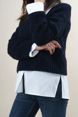 Herzensangelegenheit Crewneck Zopf Marine