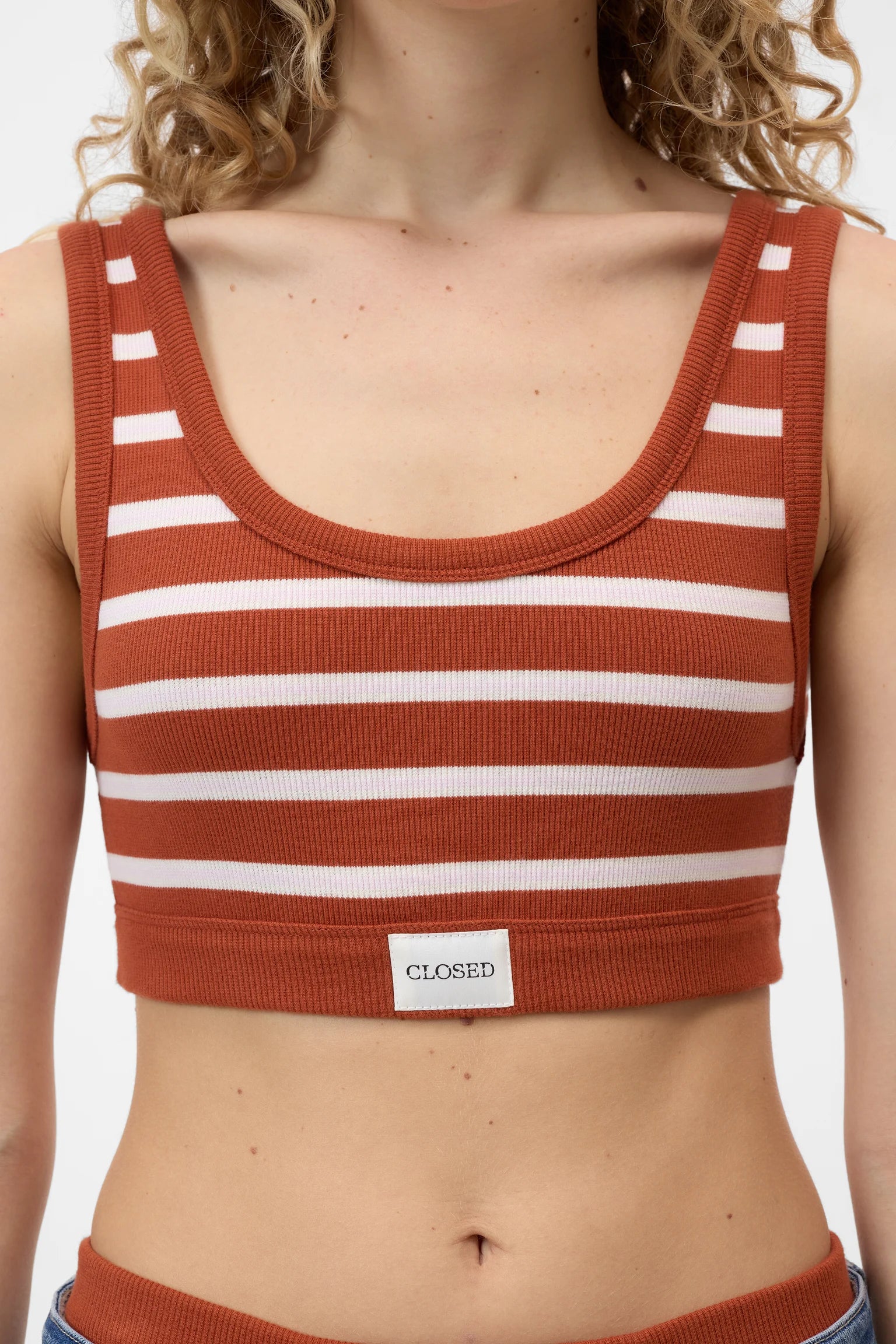 Closed Bralette Striped Brick Red