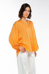 IVI Collection Bluse Stripes Mandarin