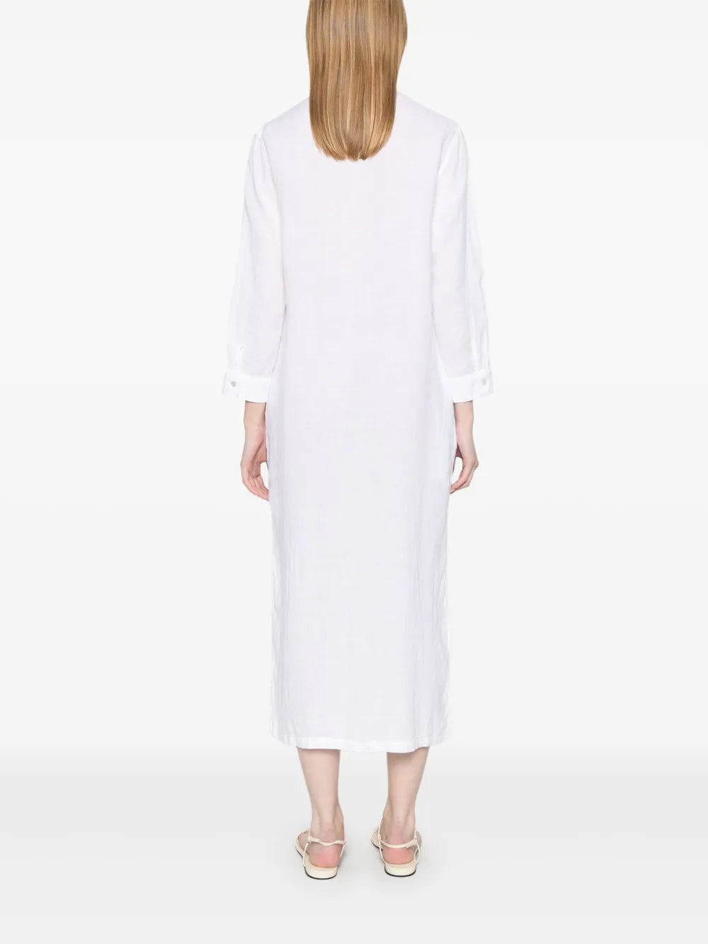 120% Lino Kleid Hemdbluse White