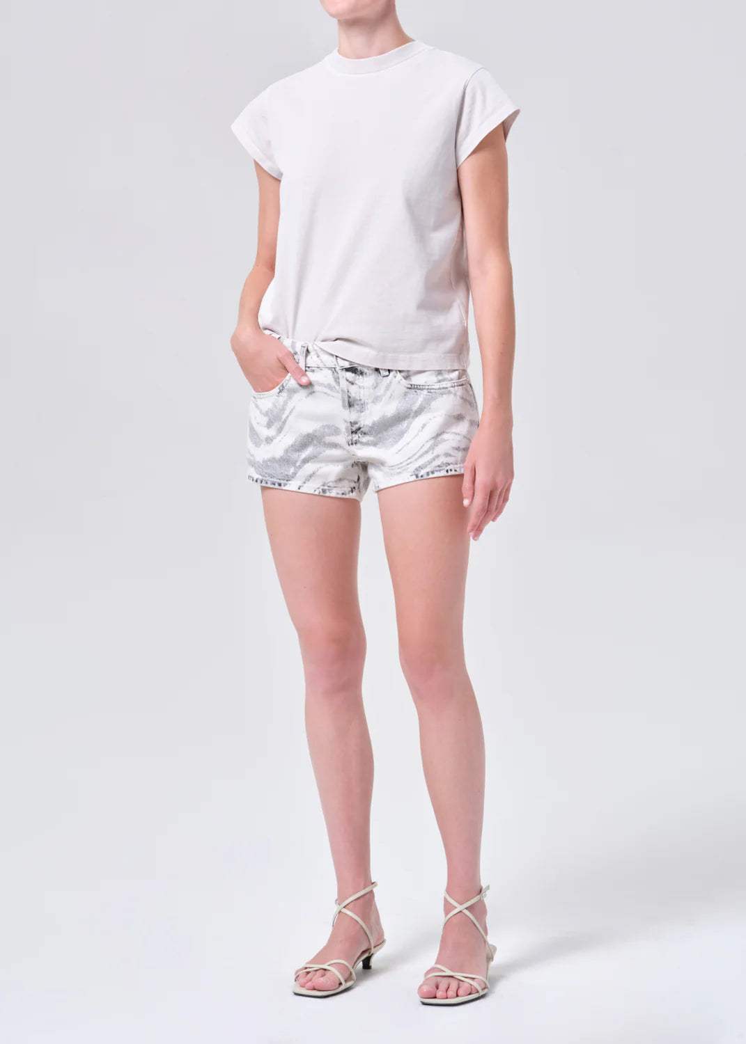 Agolde T-Shirt Bryce Cap Sleeve Bone