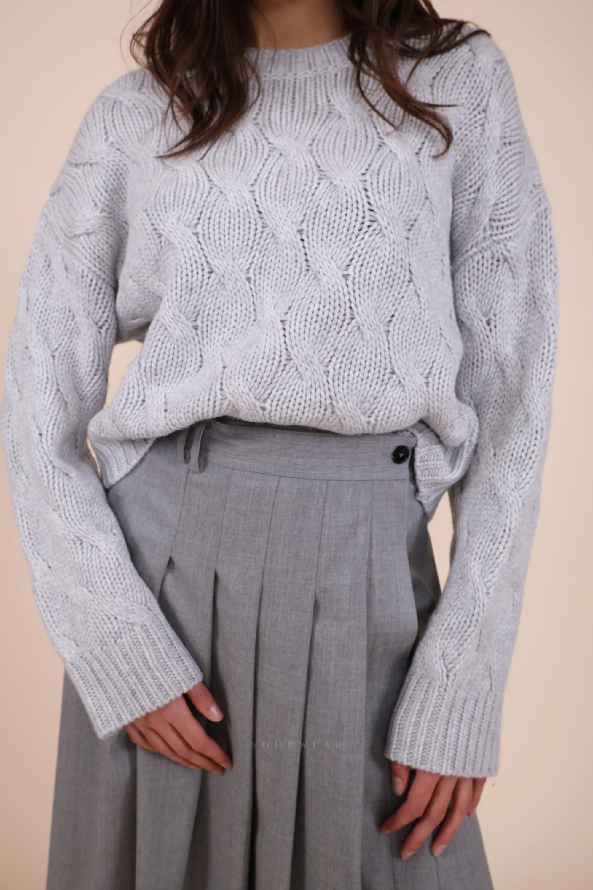 Herzens Crewneck Zopf Aluminium