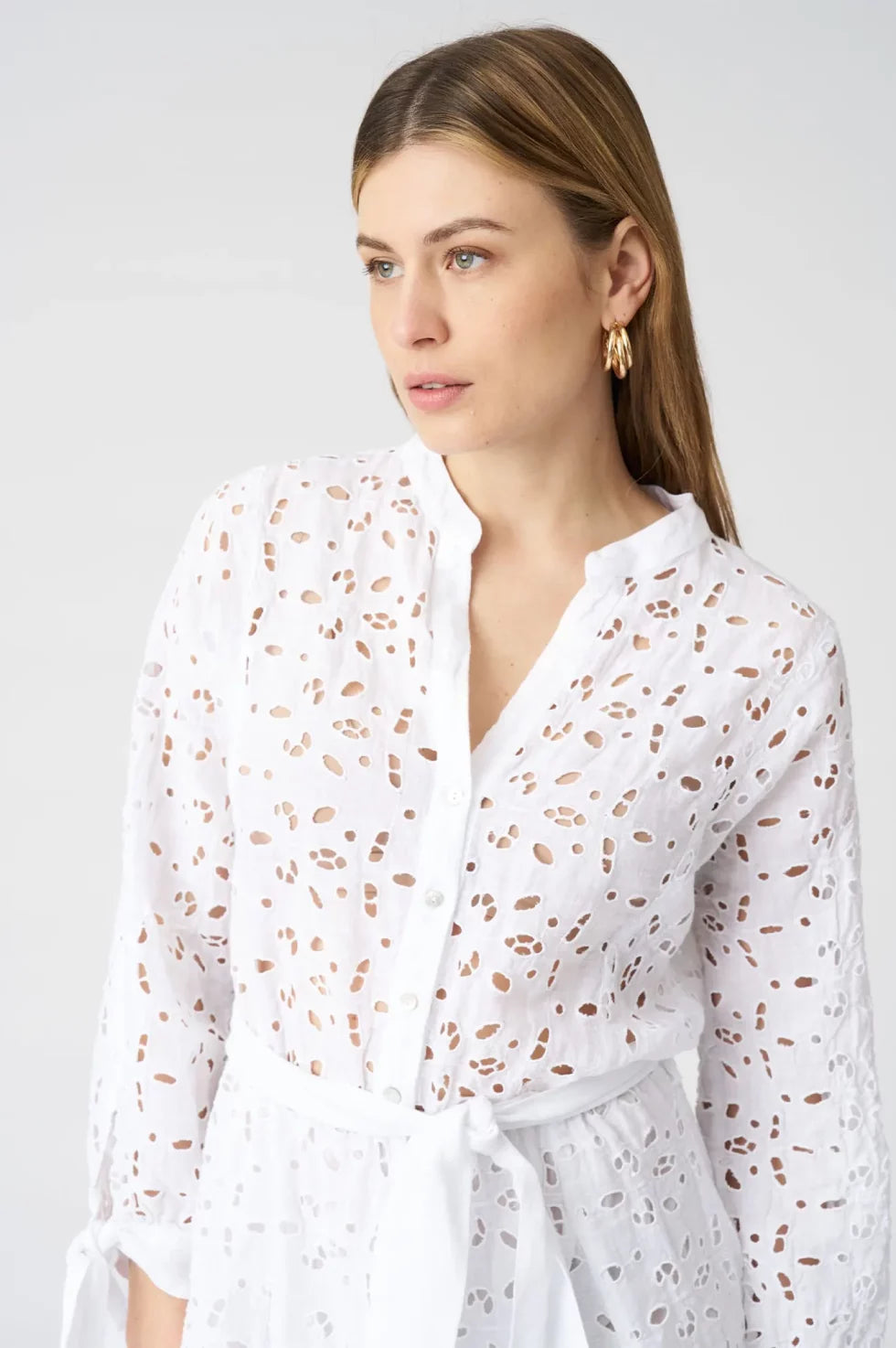 120% Lino Kleid Weiß