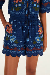 Farm Rio Shorts Stitched Garden