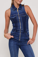 Elisabetta Franchi Jumpsuit Denim Lace