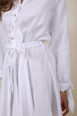 120% Lino Kleid Bindegürtel