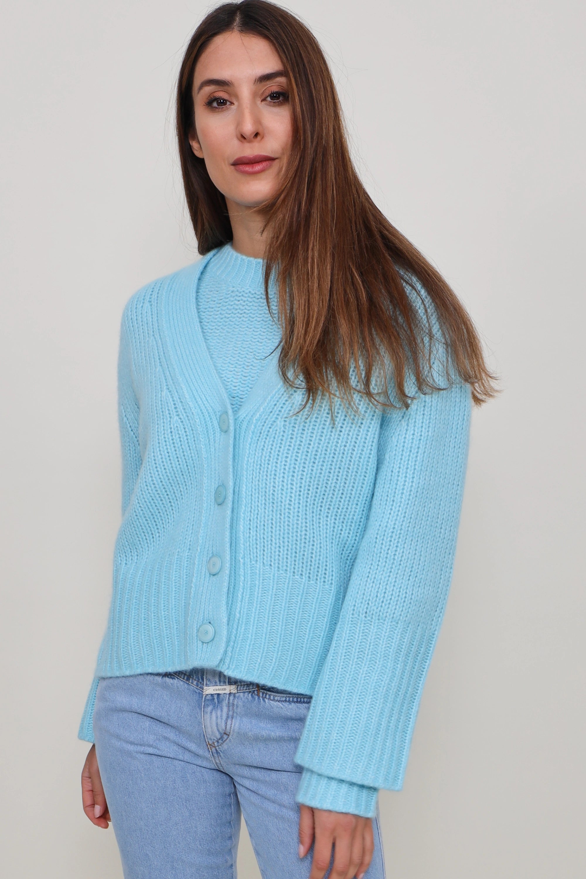 Heart Cardigan Celeste Aqua