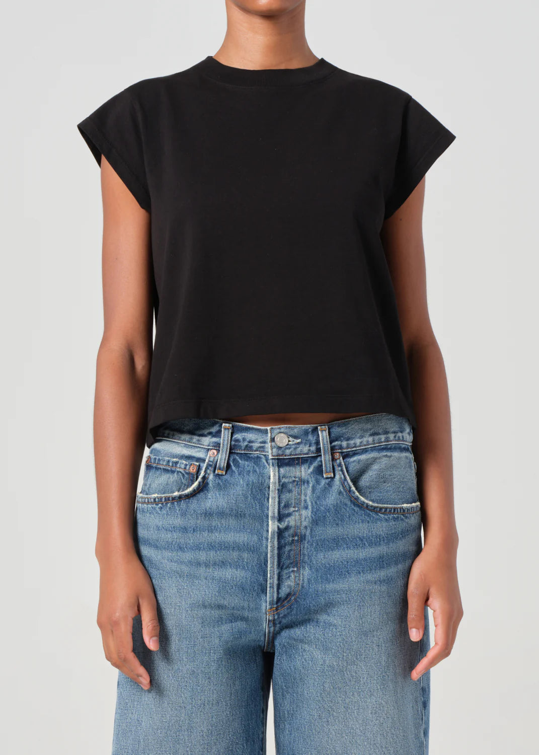 Agolde T-Shirt Bryce Cap Sleeve Black