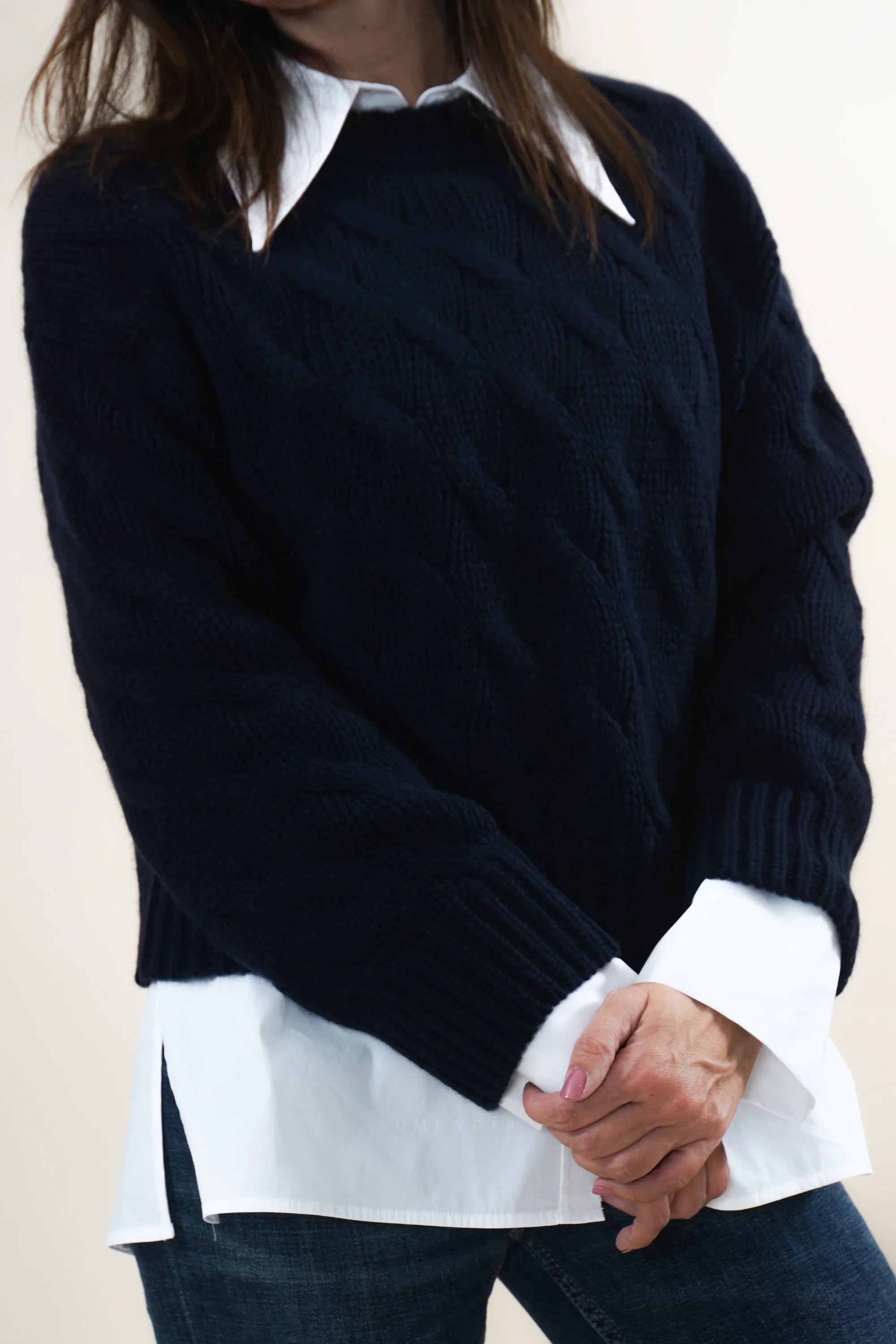 Herzens Crewneck Zopf Marine