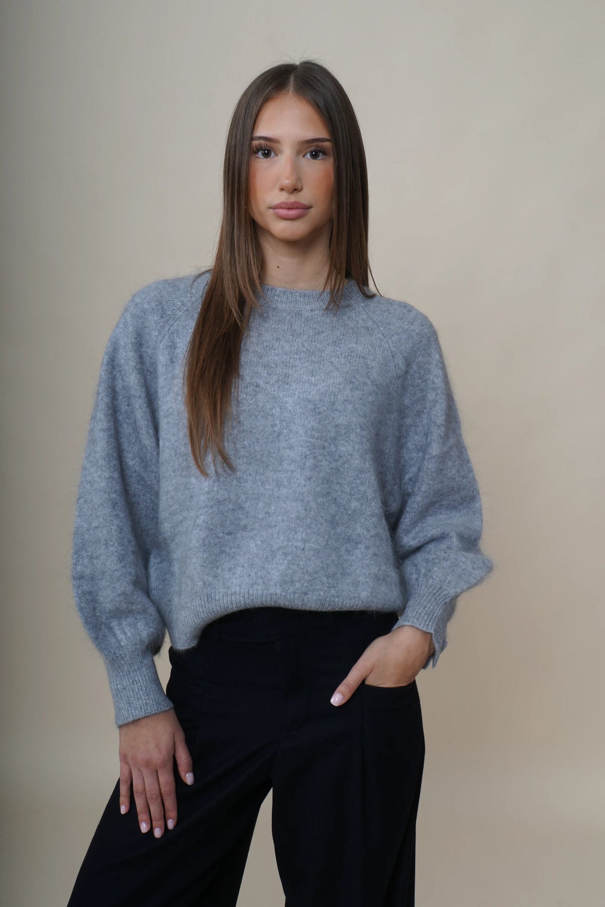 Pull Cœur Lina Gris Château