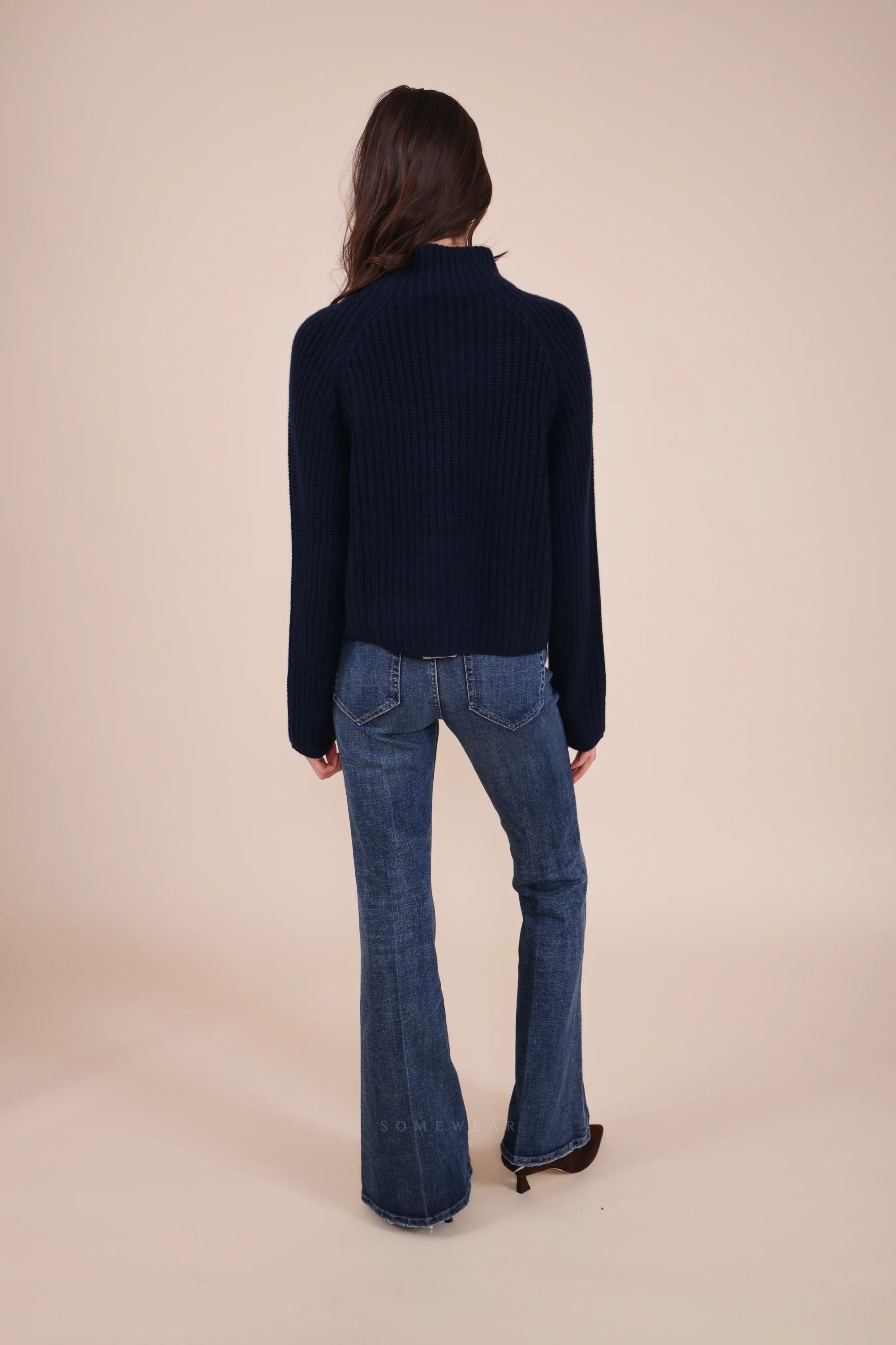 Heart-shaped Knit Sweater, Navy