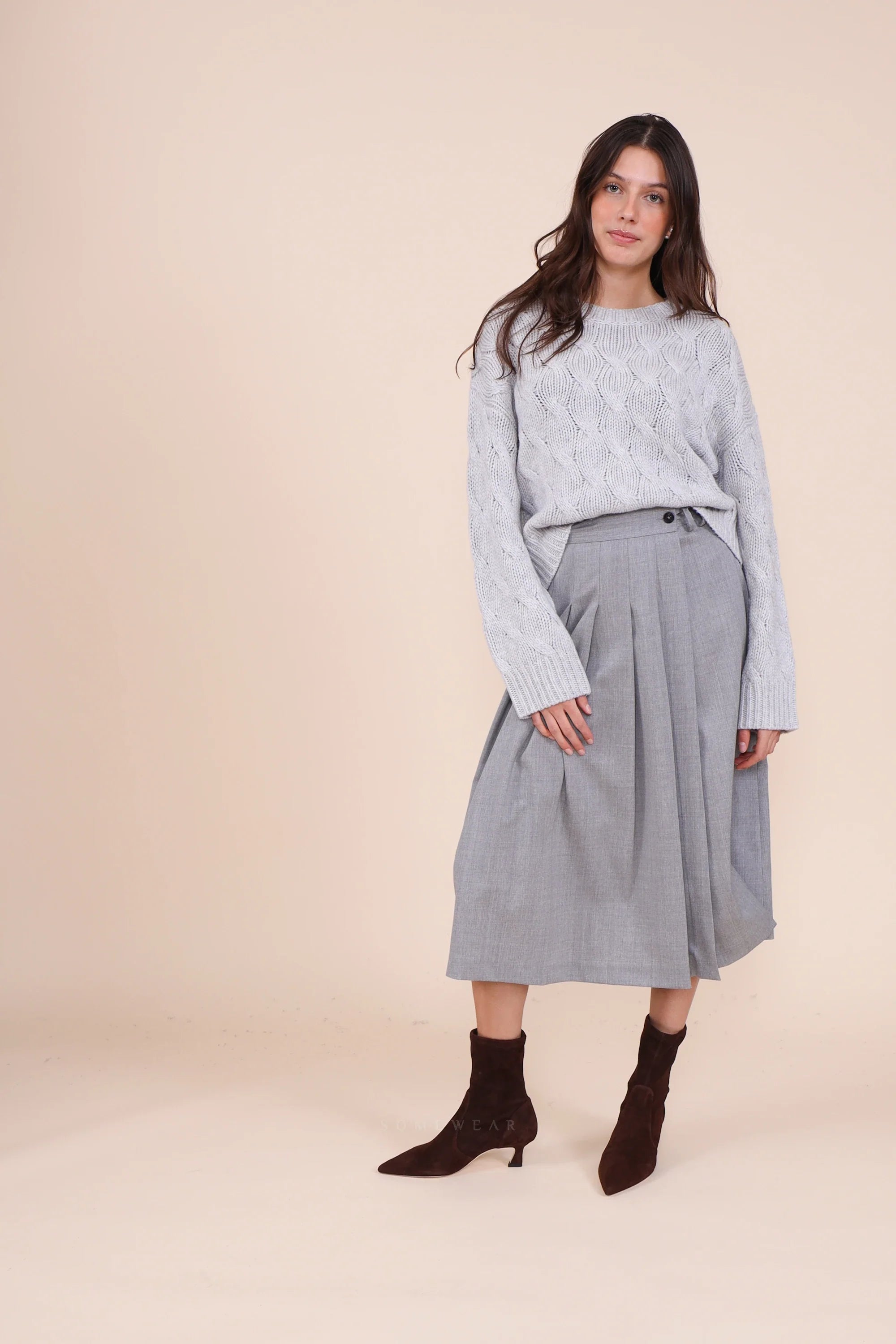 Herzens Crewneck Zopf Aluminium