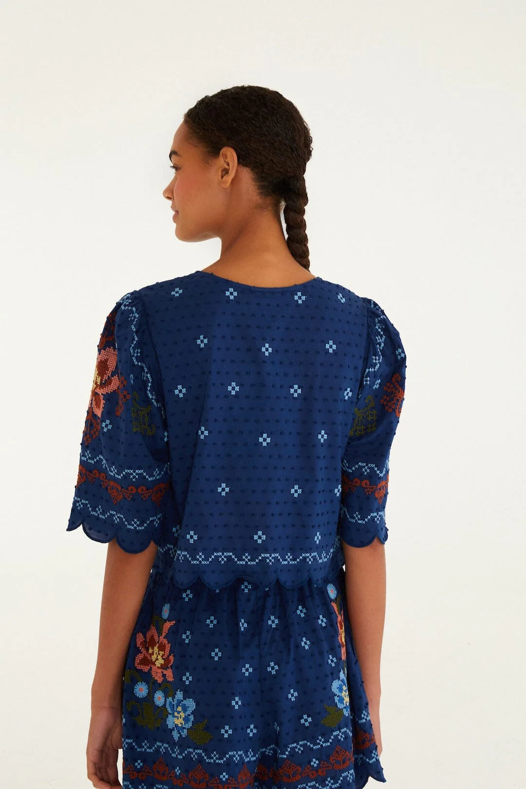 Farm Rio blouse Stitched Garden