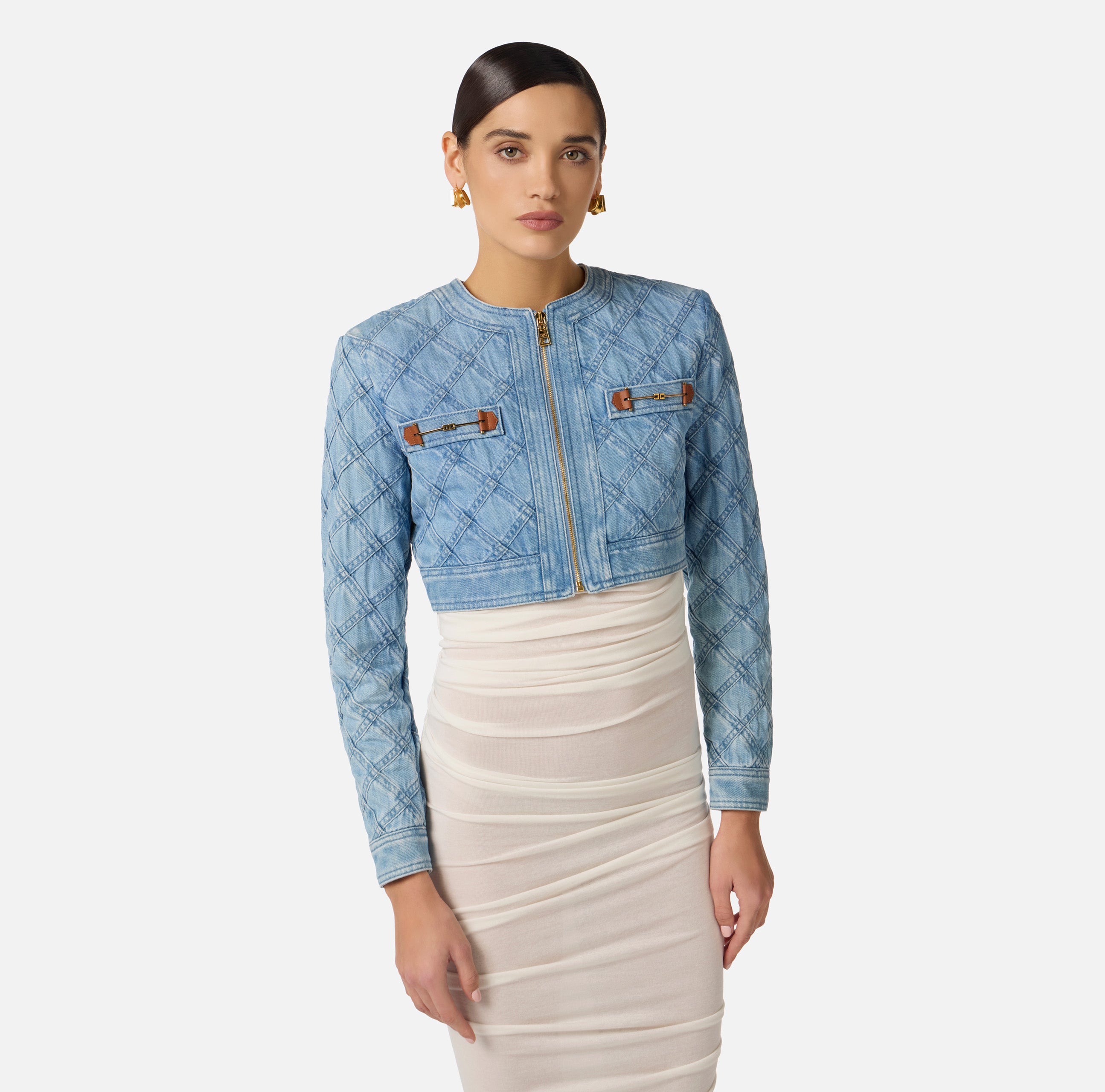 Elisabetta Franchi Denim Diamond Jacket