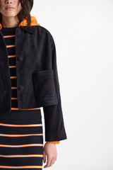 Dorothee Schumacher Leather Jacket Soft Touch Navy