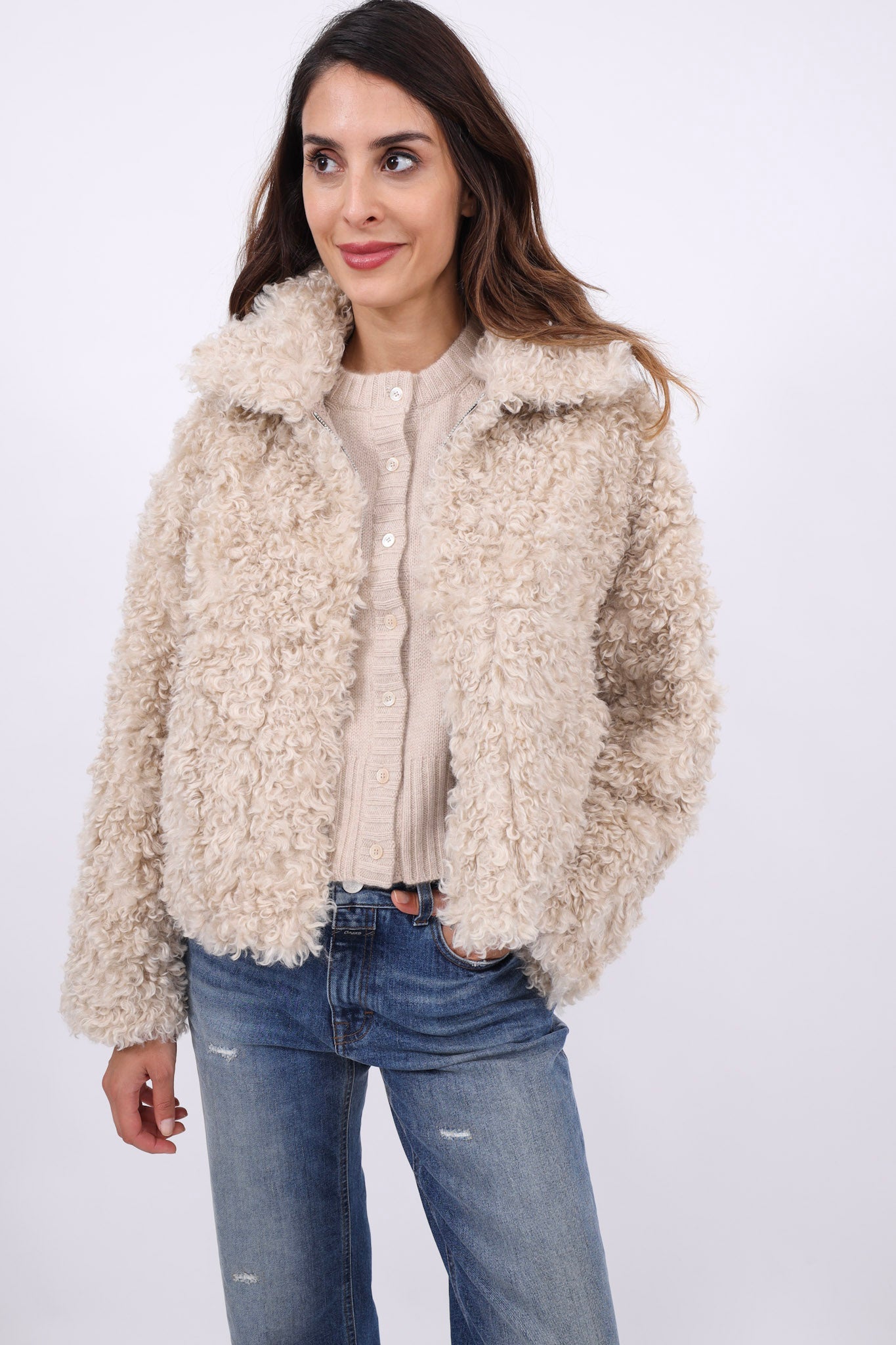 Absurd Jacke Teddy Curly Beige