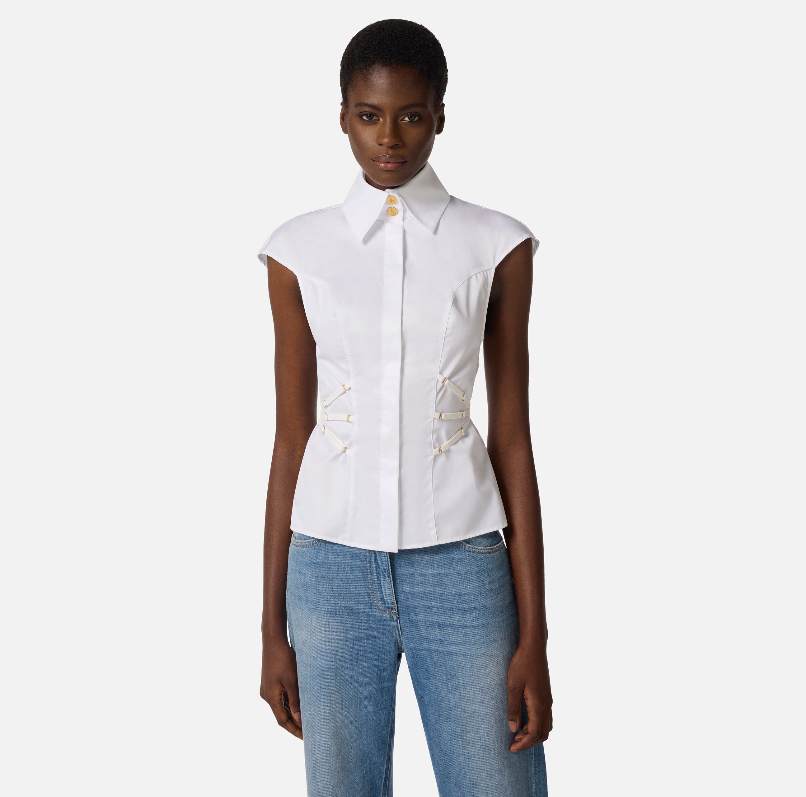 Elisabetta Franchi blouse suspenders Bianco