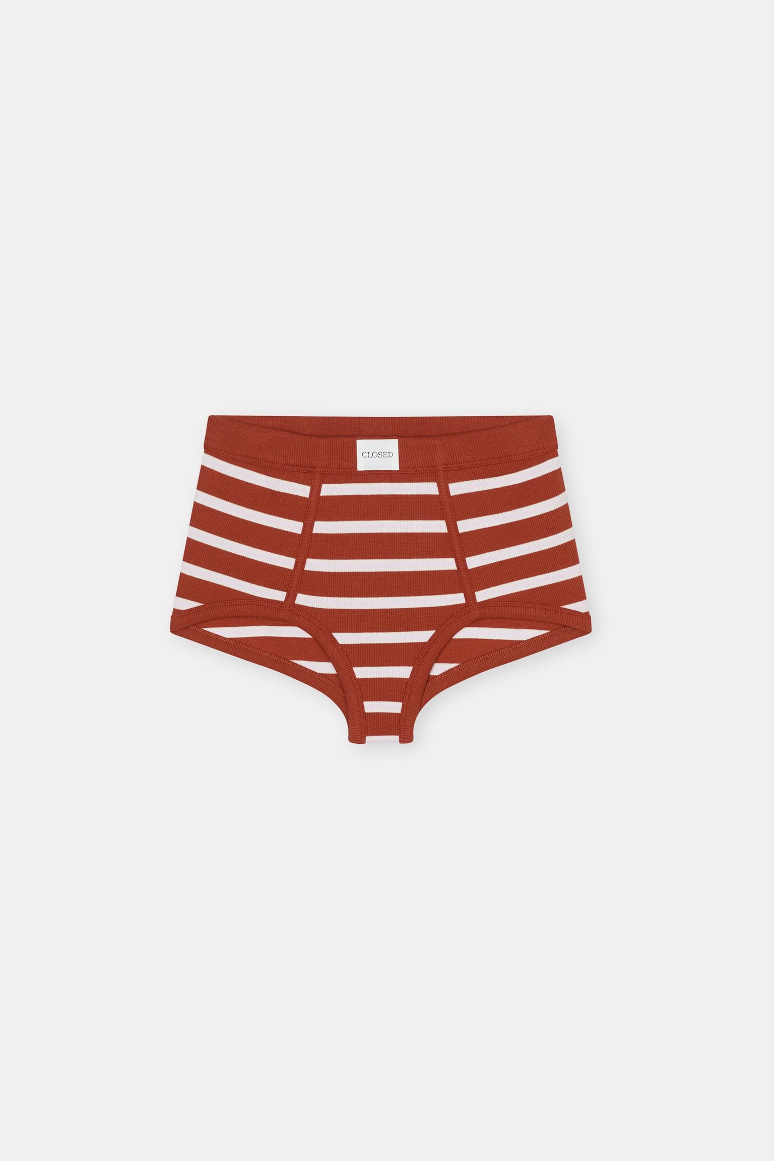 Closed Brief Striped Brick Red