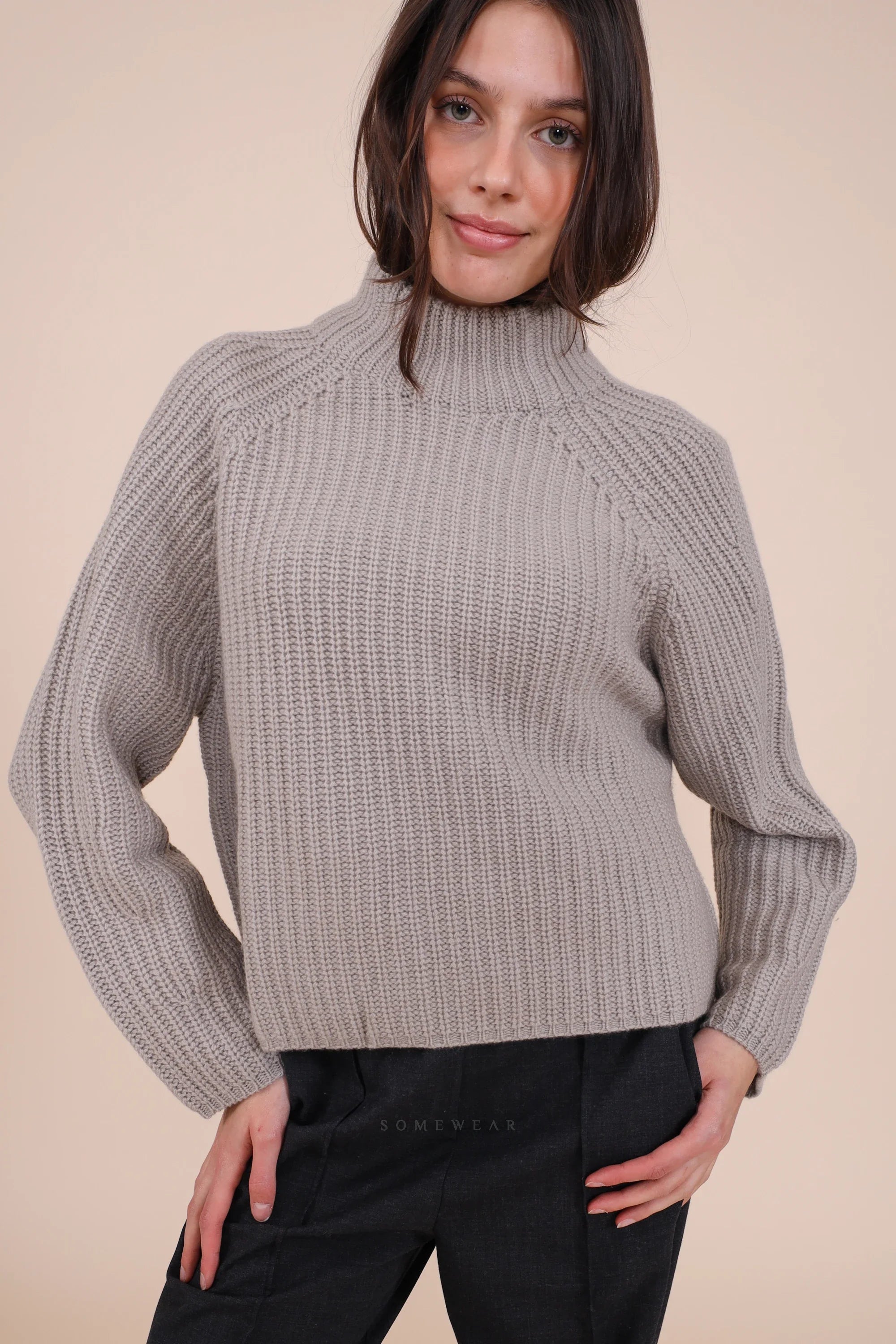 Heart-shaped Knit Sweater Taupe