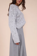 Herzensangelegenheit Crewneck Zopf Aluminium