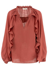 IVI Bluse Frill Bordeaux