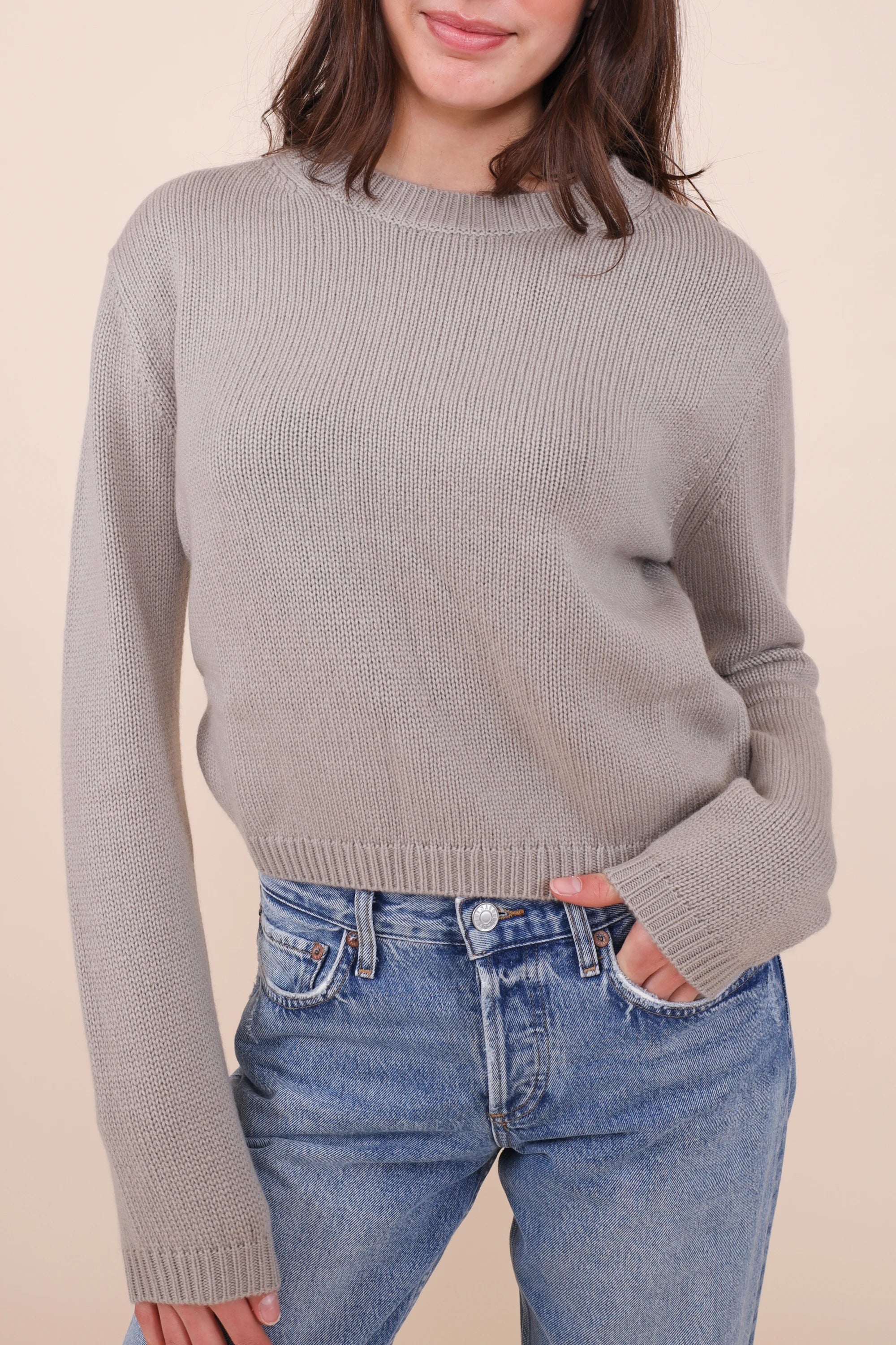Heart-shaped taupe sweater