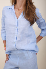 120% Lino Hemdbluse Aqua