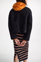 Dorothee Schumacher Leather Jacket Soft Touch Navy