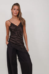 Mansphil Top Asymmetry Lace Brown