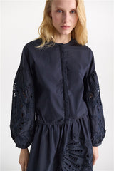 Dorothee Schumacher Bluse Embroidered Beauty Navy
