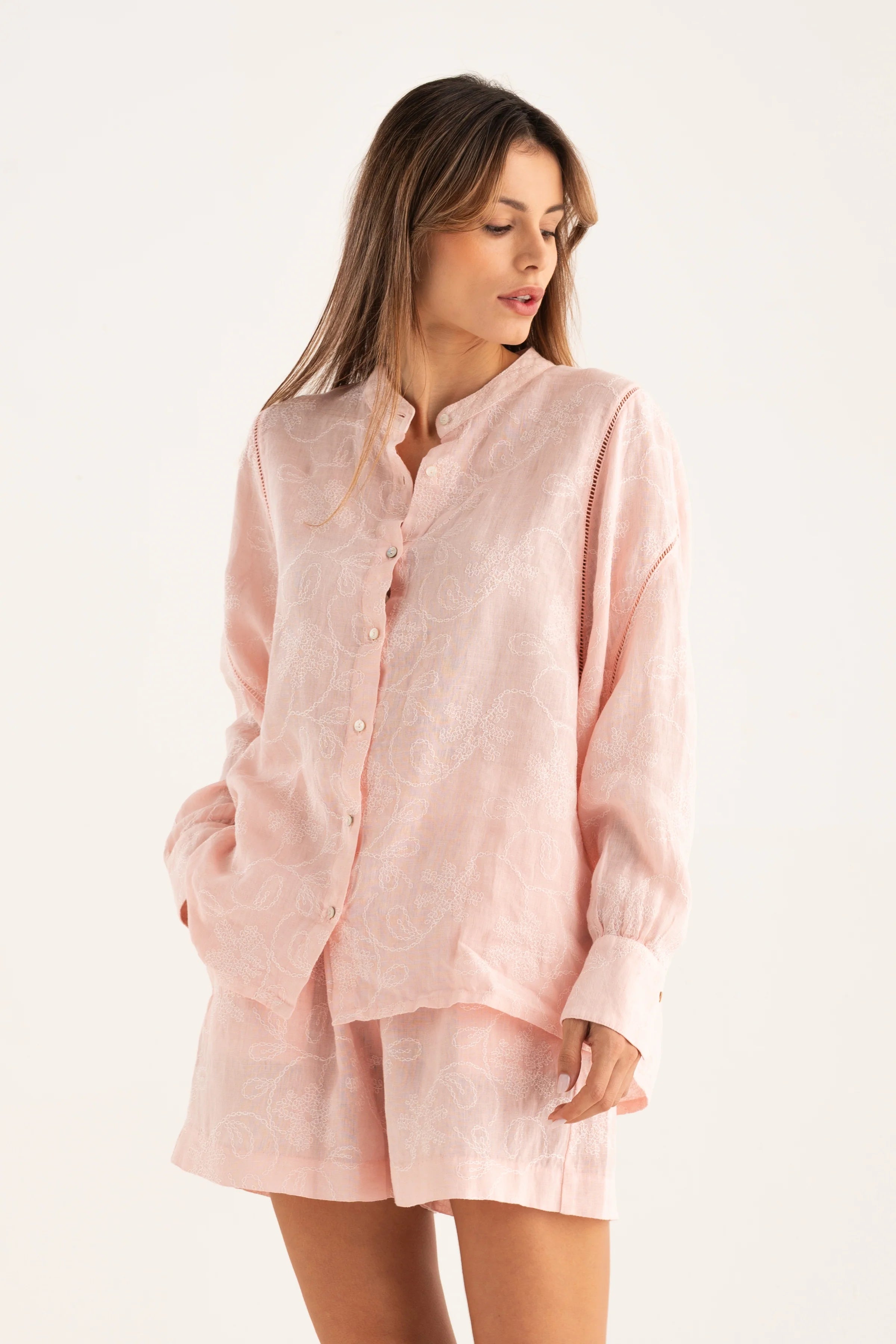 120% Lino Oversize Rose Blouse