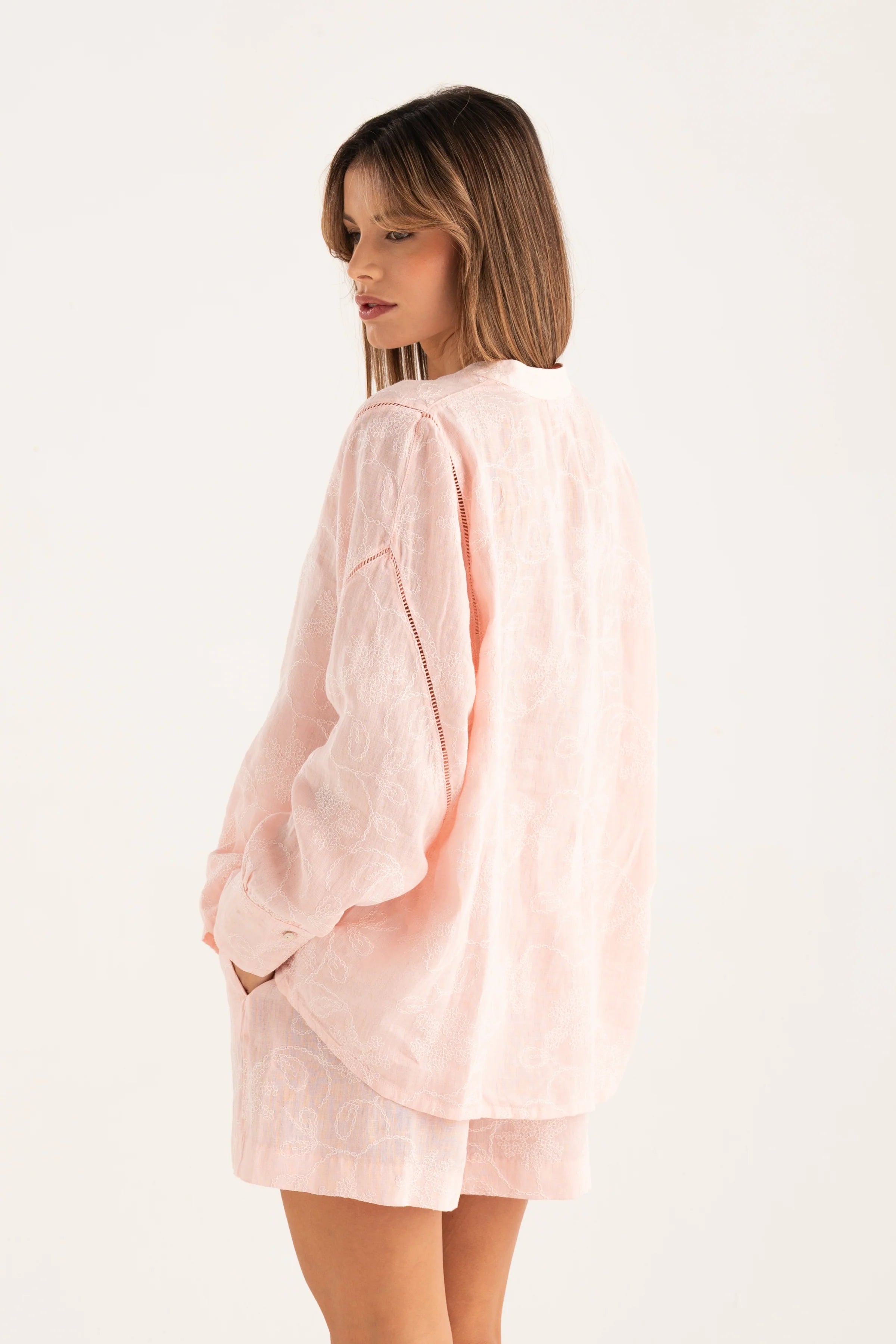 120% Lino Oversize Rose Blouse