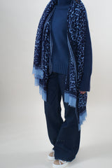 Friendly Hunting Tuch Felted Stole Cheetah Indigo