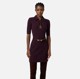 Elisabetta Franchi Kleid Bouclé Strick Merlot