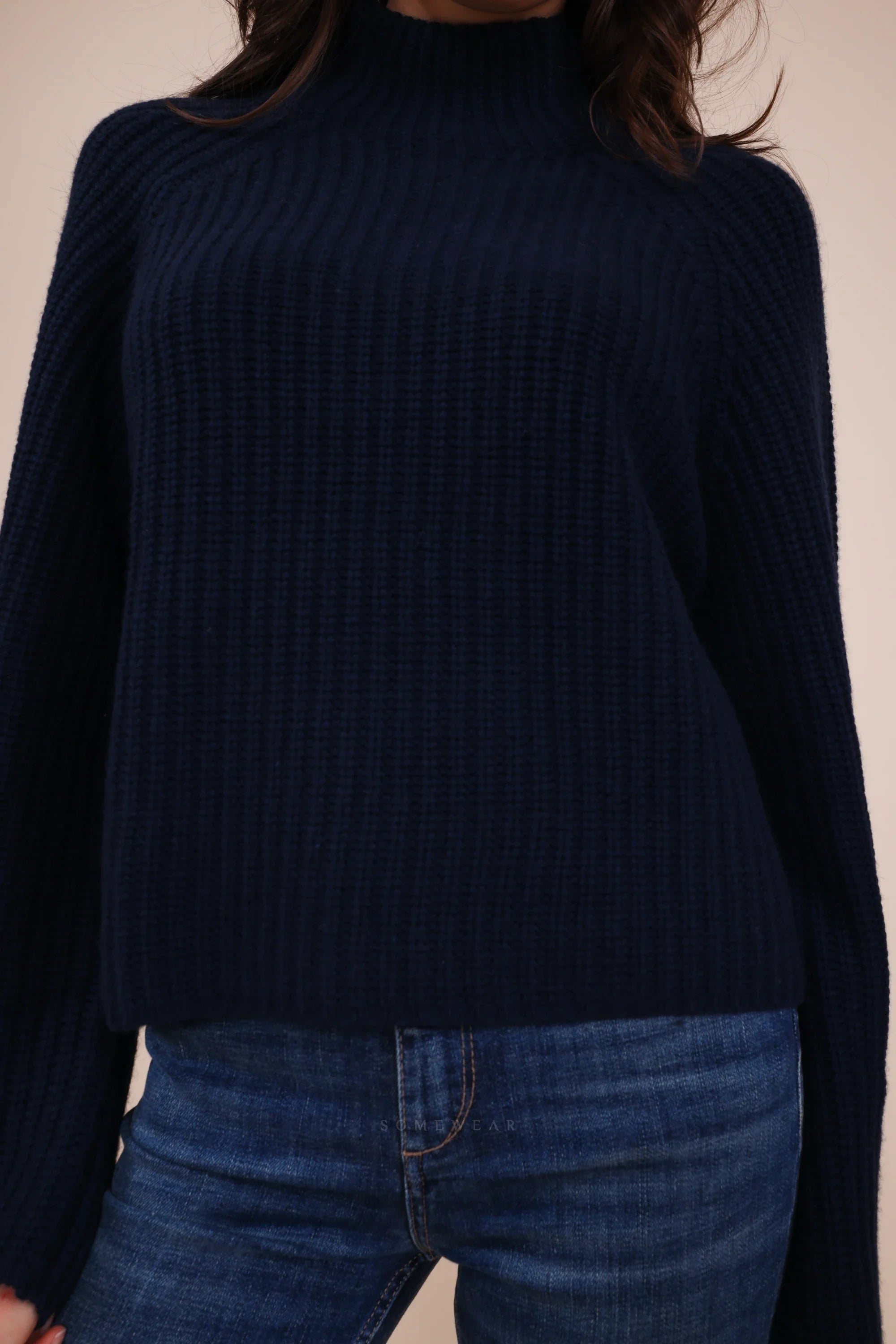 Heart-shaped Knit Sweater, Navy