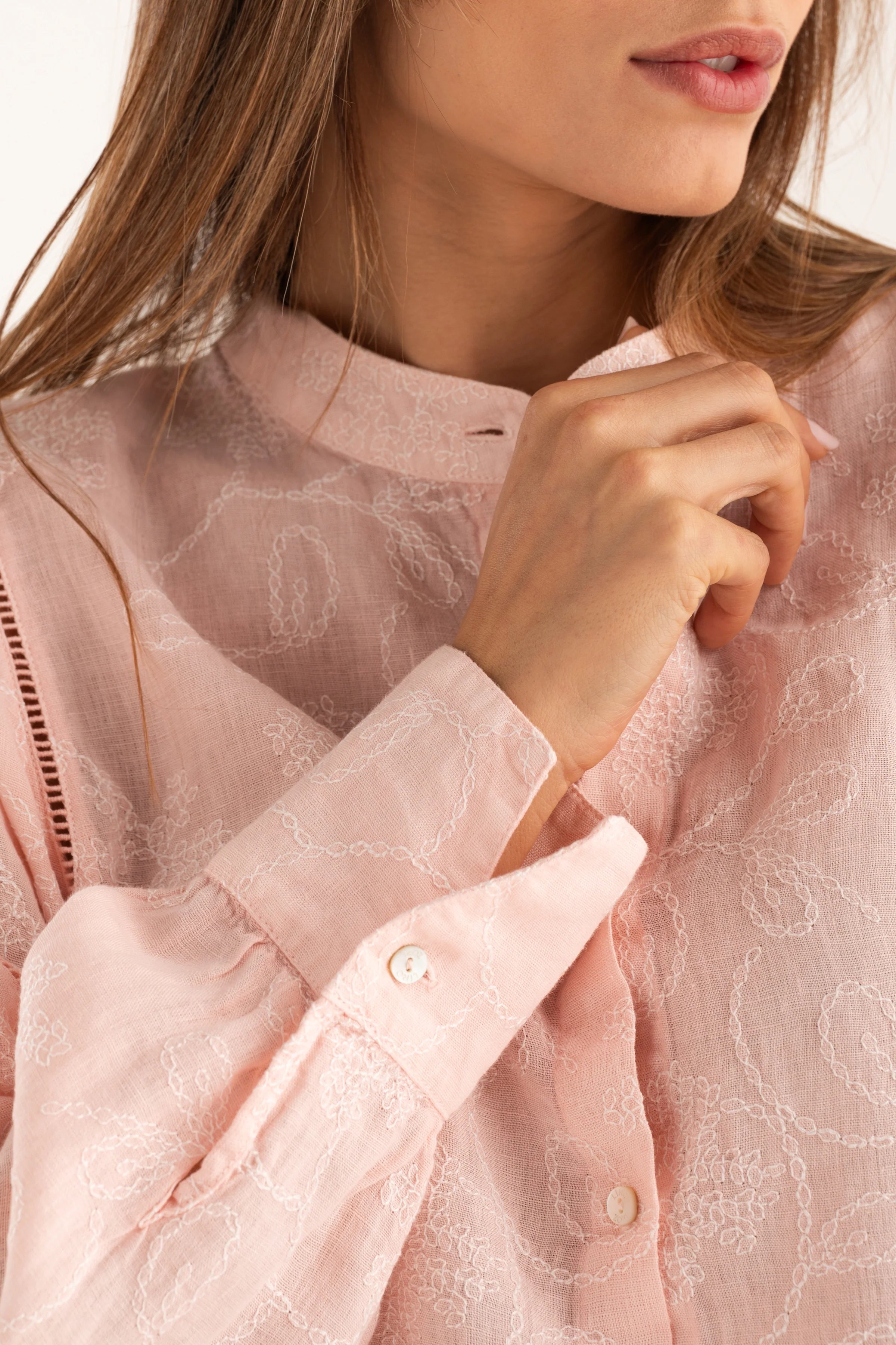 120% Lino Bluse Oversize Rosa