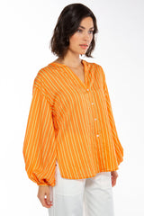 IVI Collection Bluse Stripes Mandarin