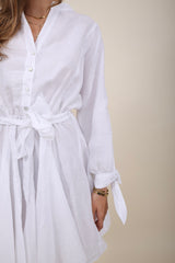 120% Lino Kleid Bindegürtel