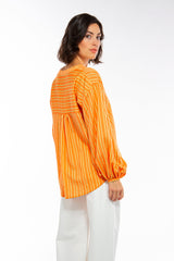 IVI Collection Bluse Stripes Mandarin
