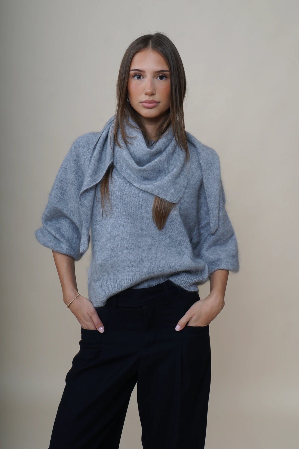 Pull Cœur Lina Gris Château
