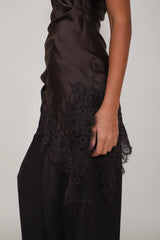 Mansphil Top Asymmetry Lace Brown