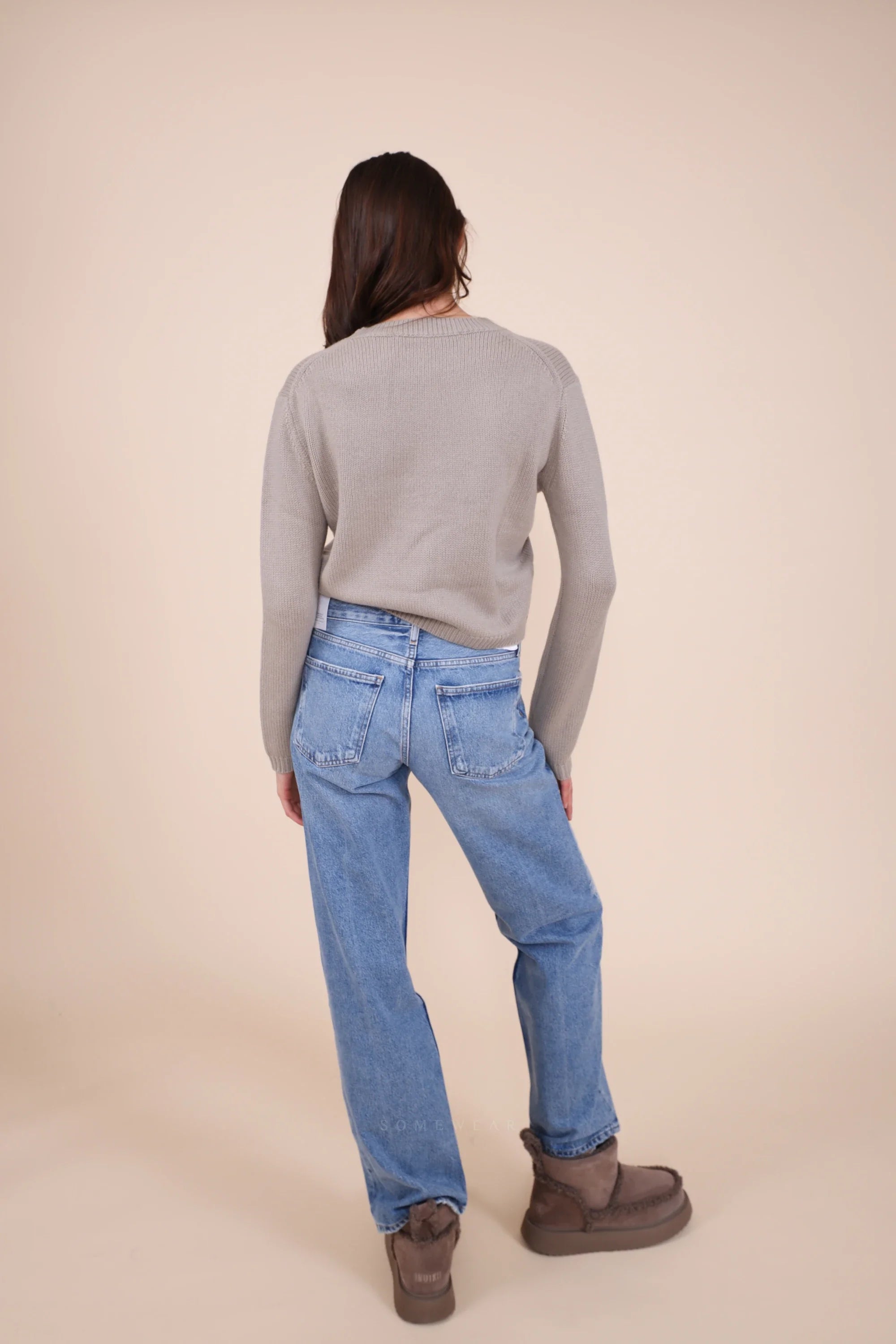 Heart-shaped taupe sweater