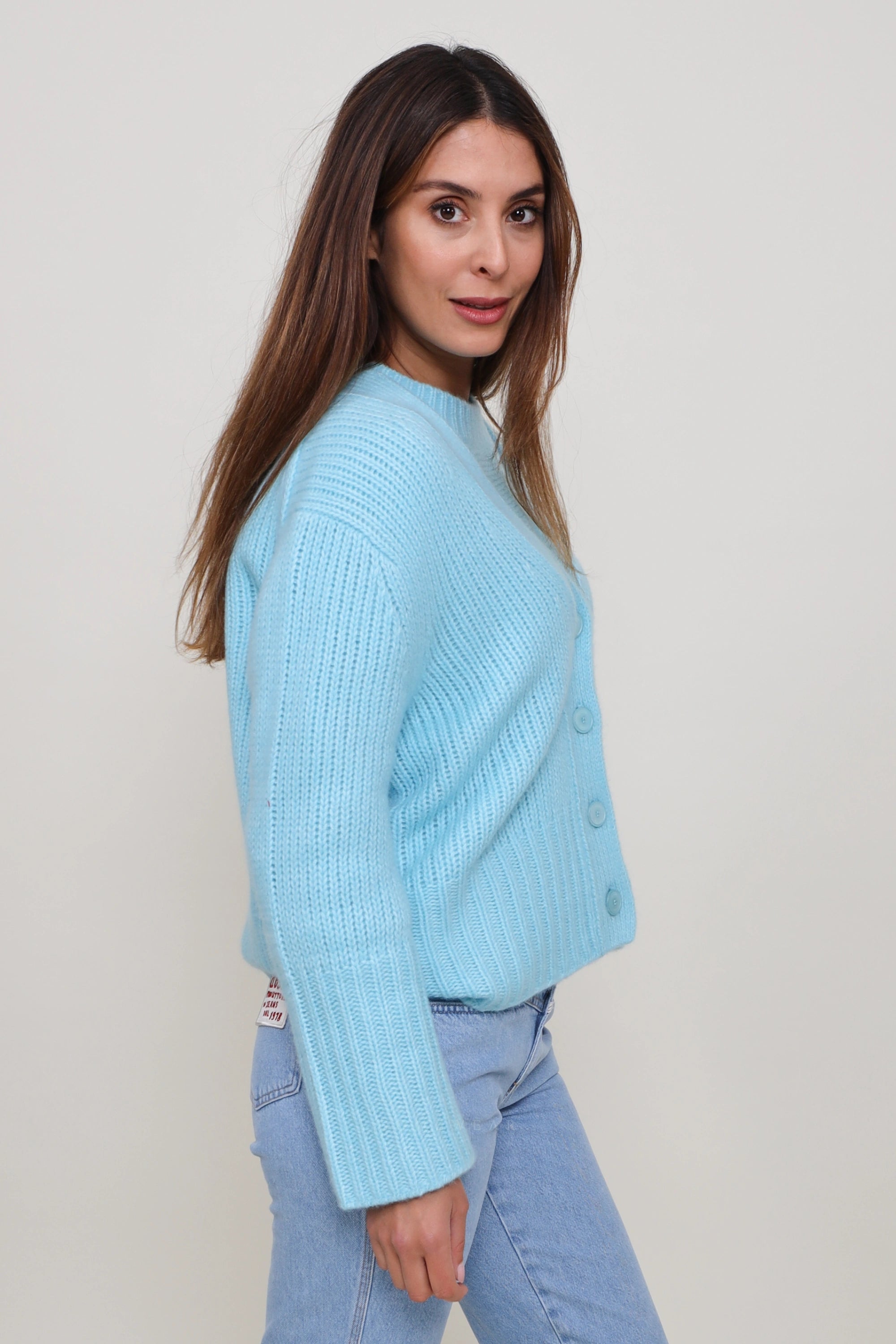 Heart Cardigan Celeste Aqua