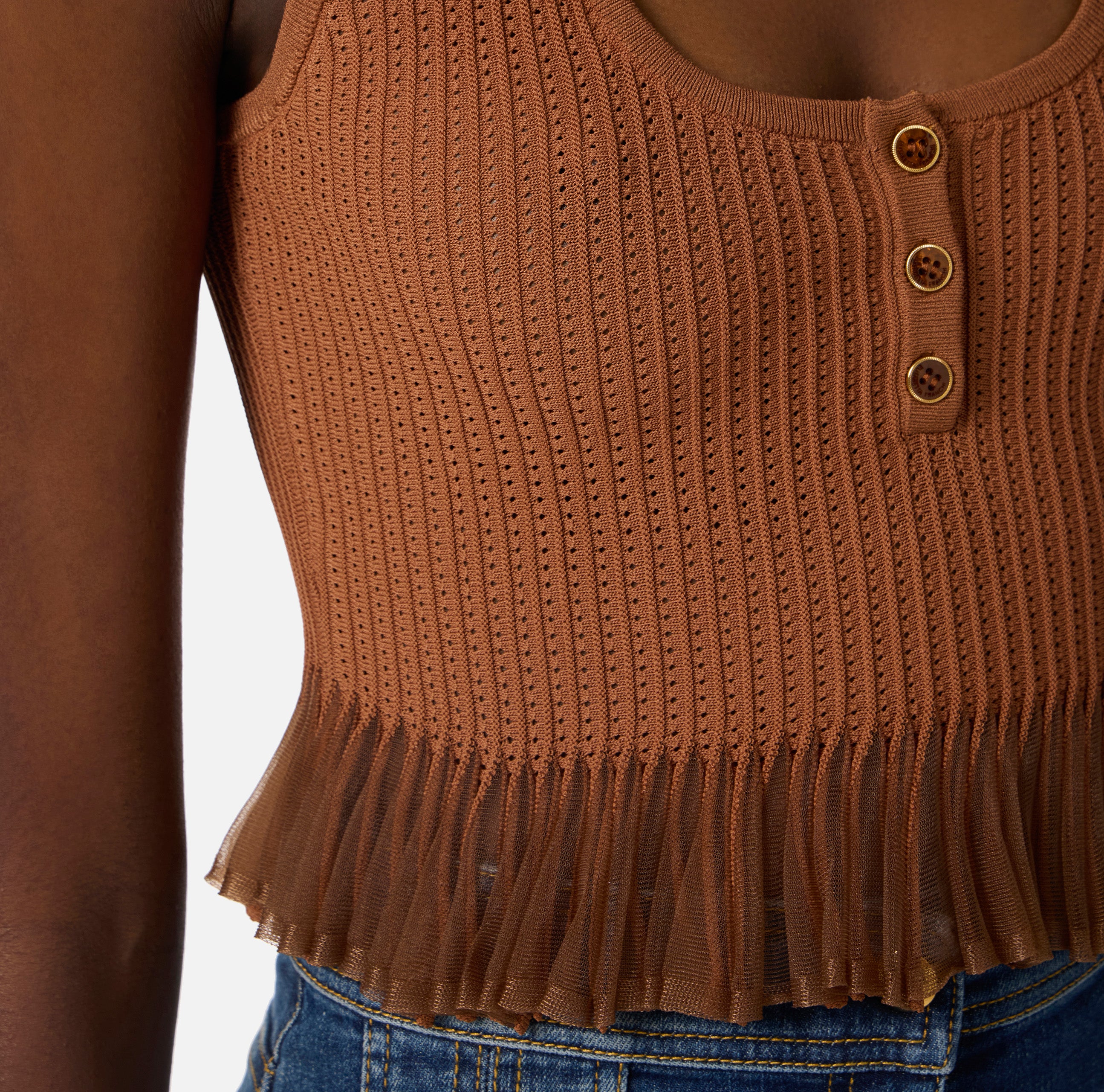 Elisabetta Franchi Top Cuoio