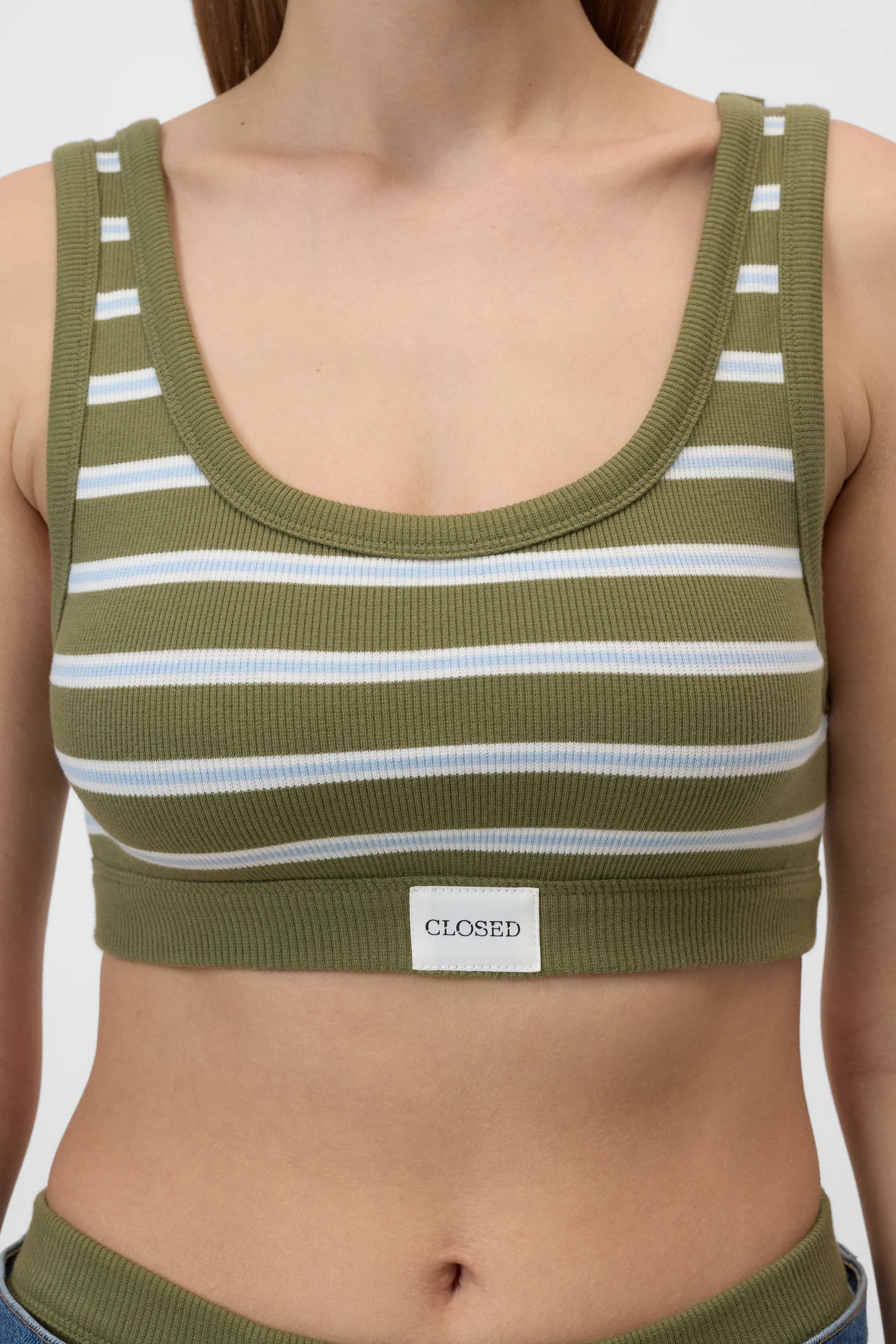Closed Bralette Striped Hunter Green