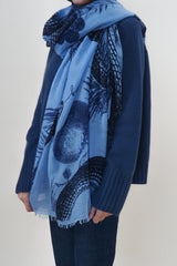 Friendly Hunting Felted Stole Garden Eden Indigo