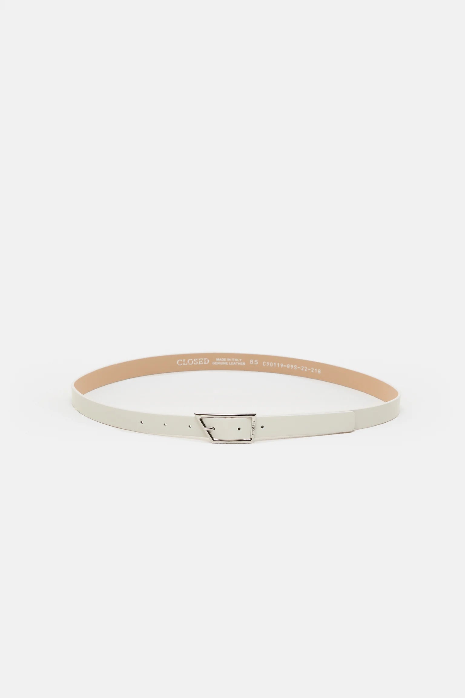 Closed belt cowhide leather ivory