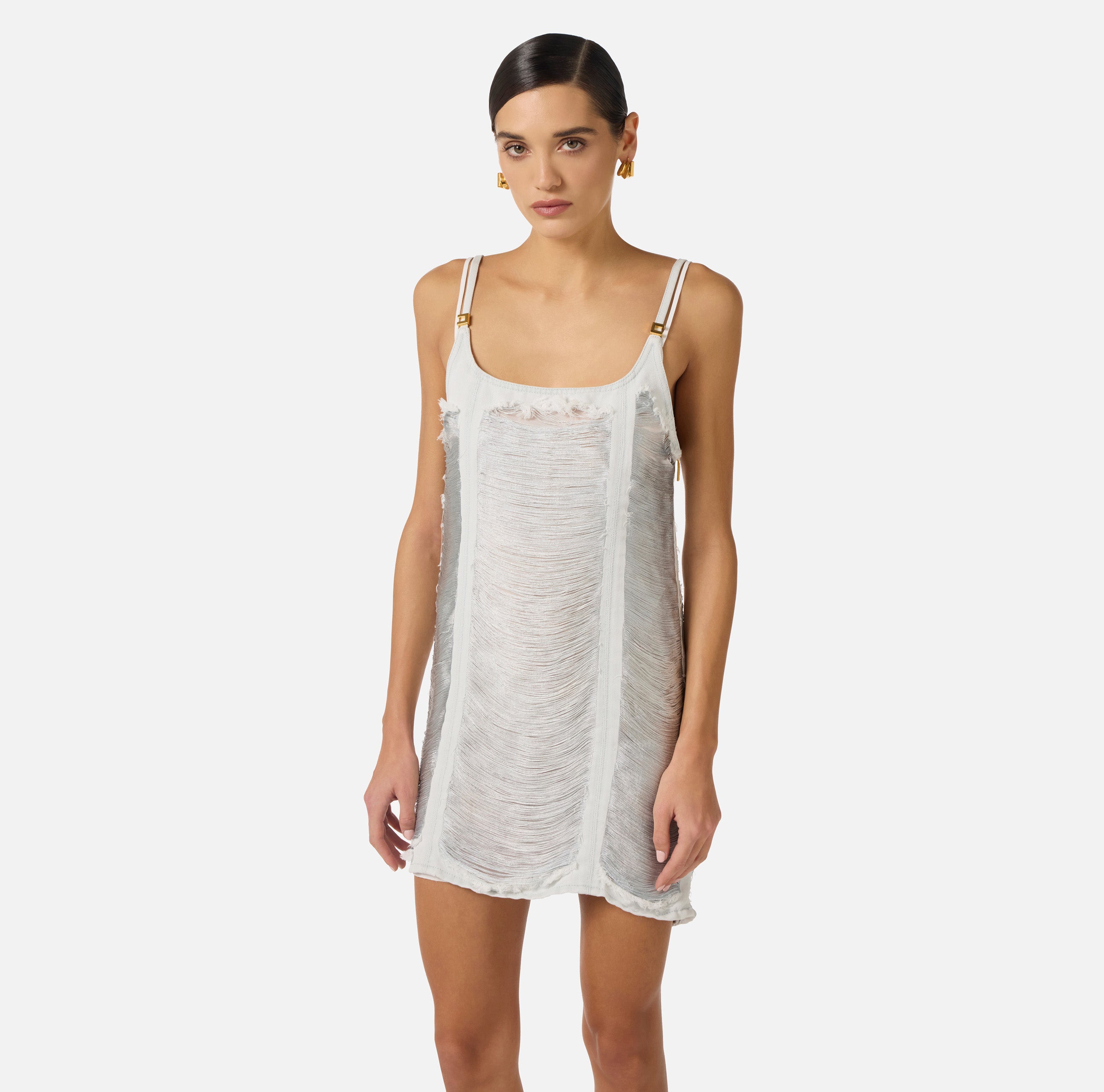 Elisabetta Franchi Fringe Denim Dress