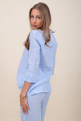 120% Lino Hemdbluse Aqua
