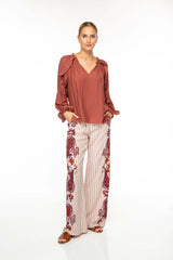 IVI Bluse Frill Bordeaux